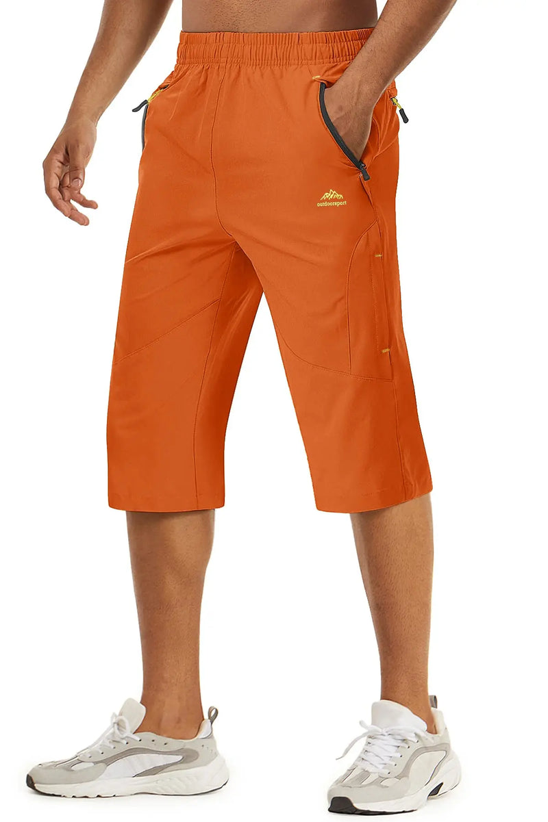 TACVASEN Summer 3/4 Length Quick Dry Mens Capri Shorts Hiking Camping Mountain Work Shorts Zipper Pocket Outdoor Fishing Shorts