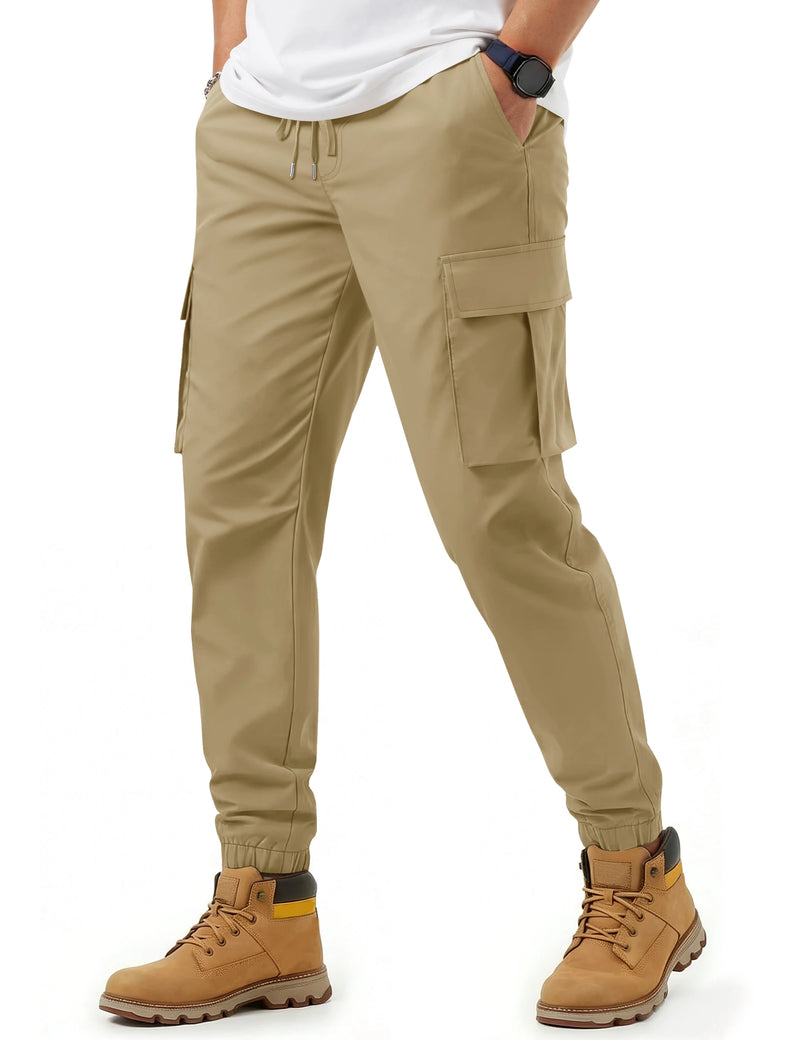 TACVASEN Men's Casual Cargo Pants Joggers With 5 Pockets Elastic Waist Drawstring Tapered Work Pant with Pockets Sweatpants
