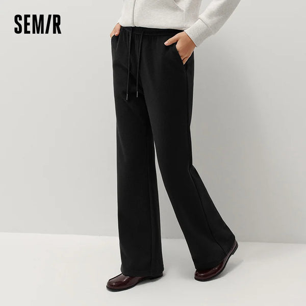 ខោស្ត្រី Semir ធ្វើពីក្រណាត់រោមចៀម ជើងរីកពណ៌សុទ្ធ រដូវរងាឆ្នាំ ២០២៦ ប្រវែងពេញ រចនាប័ទ្មទីក្រុង ធម្មតា ផាសុកភាព សមឥតខ្ចោះ រចនាប័ទ្មប្រចាំថ្ងៃ