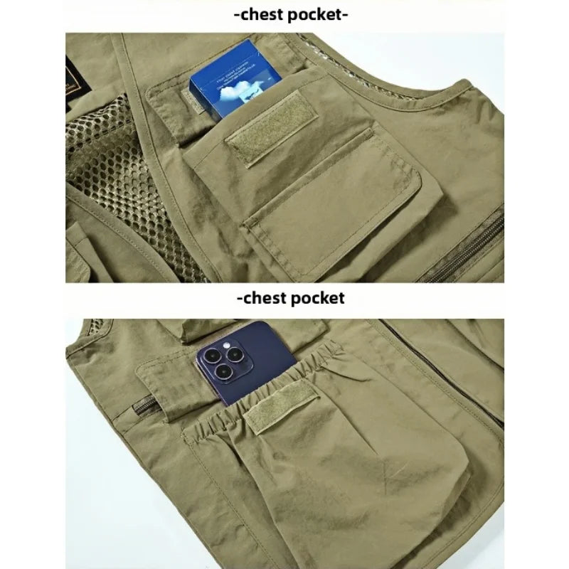 Multi-pocket Breathable Outdoor Fishing Vest Outdoor Casual Fashionable Versatile Men's Sleeveless Top Comfortable Fit