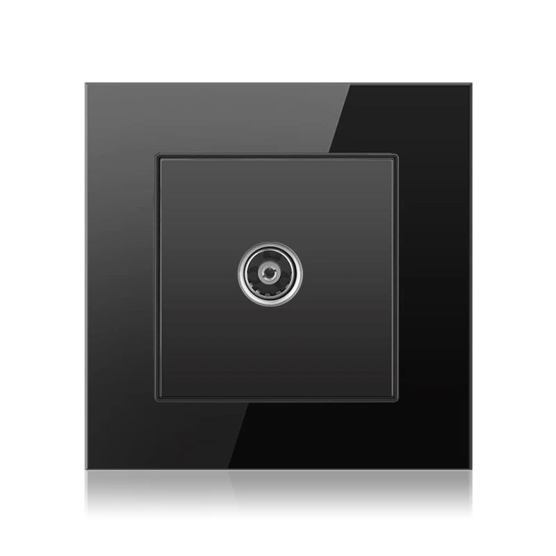 Cat6 Rj45 Wall Socket Network Socket With TV Wall Data Double Socket Telephone Tempered Glass Panel Computer Wall Net Outlet