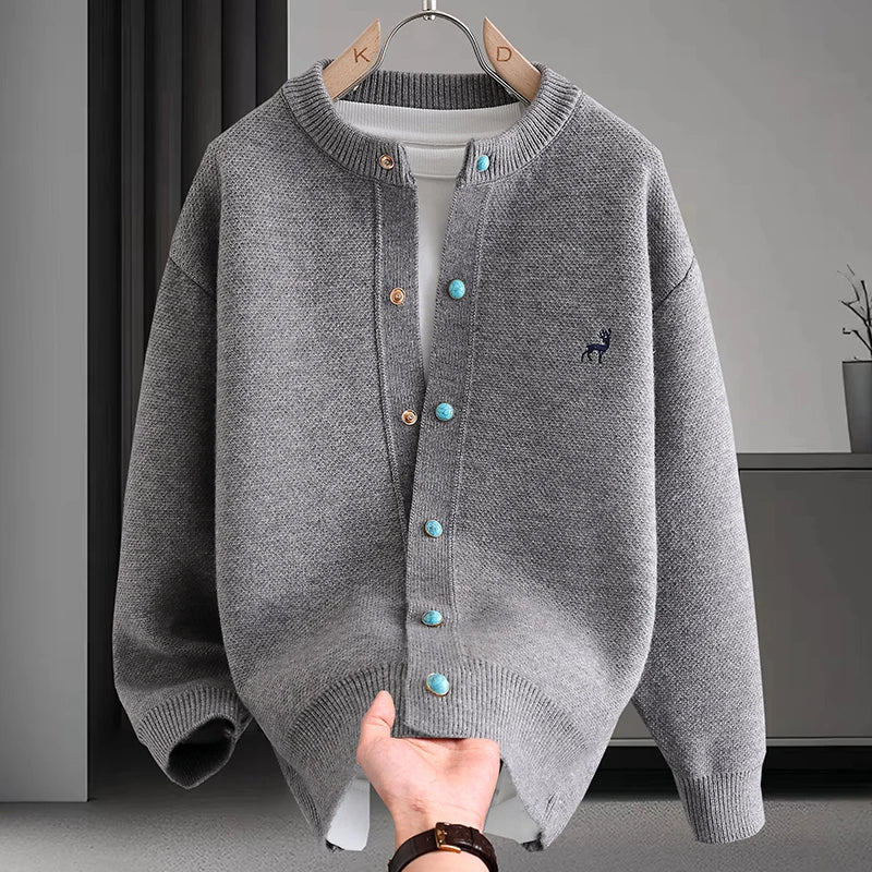 Luxury Man Long-Sleeved Knitwear Single-Breasted Exquisite Pattern Embroidery Autumn Winter New Cardigan Leisure Men's Clothing