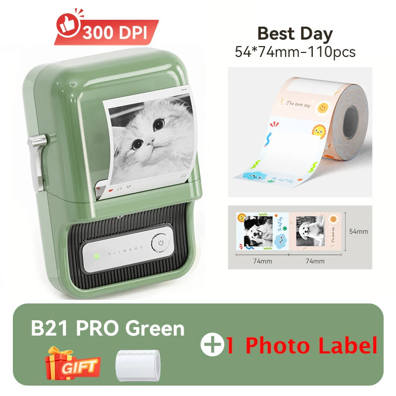 Niimbot B21 Pro 300DPI HD Printing Portable Thermal Printer Self-adhesive Label Printer Sticker Maker For Photos Receipts Note