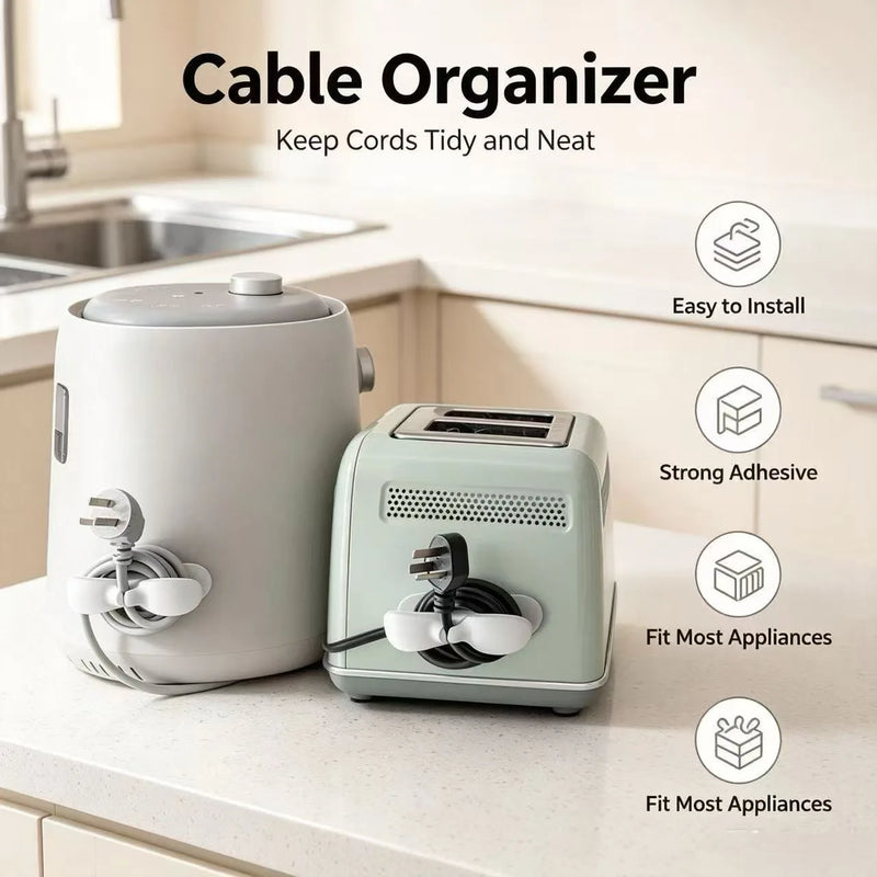 Wall Mount Kitchen Storage Wire Plug Holder No-Drill Household Wire Clip Organizer for Power Cord