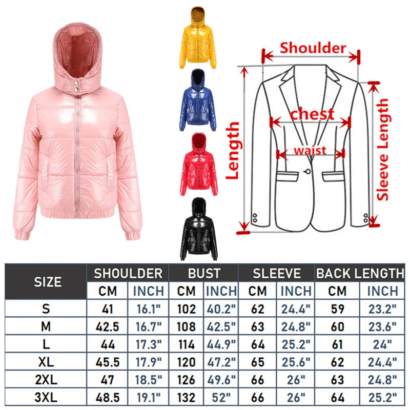 Bright Red Women's Hooded Thick Jacket Winter New Thick Coat Fashion Warm Women Parkas Royal Blue Golden Yellow Black Outerwear