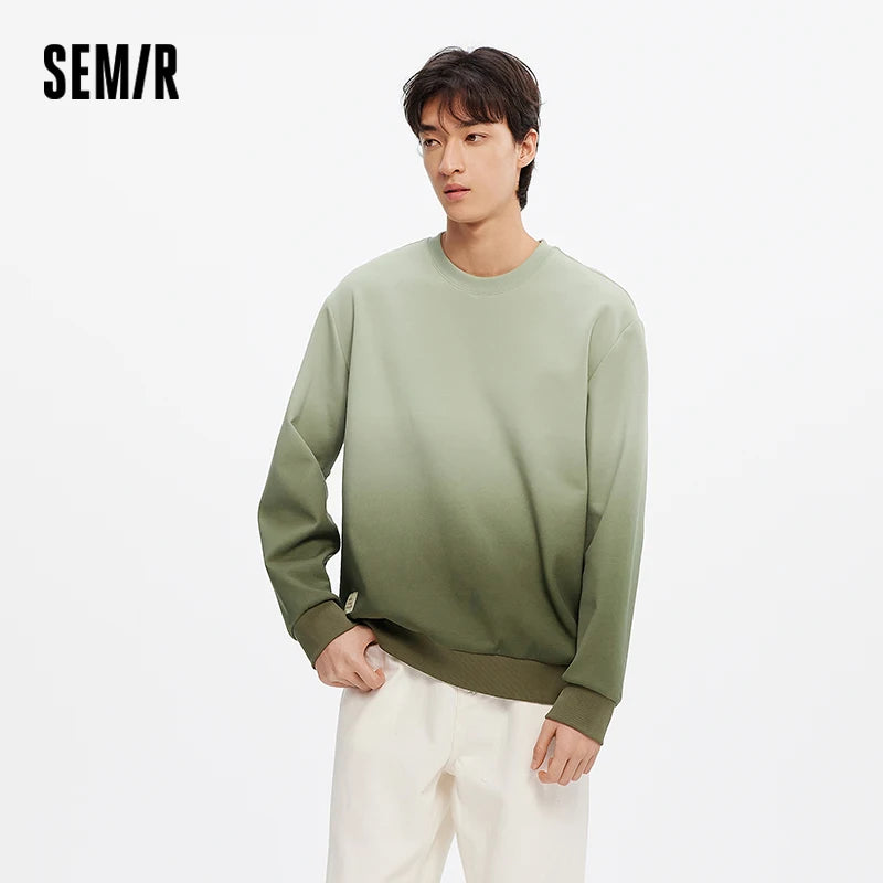 Semir Gradient Printed Sweatshirt Comfortable Men 2025 Spring Loose Fit Casual Style Basic Fashion Long Sleeve Pullover Top
