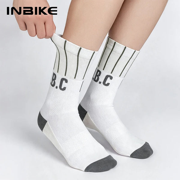 INBIKE Women Cycling Running Socks Mid-Crew Anti-Slip Cushion Breathable Quick-Dry Outdoor Hiking Fishing Sock Moisture Wicking