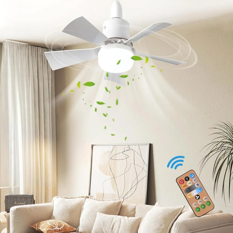 កង្ហារពិដាន LED ជាមួយភ្លើង E27 រន្ធបញ្ជាពីចម្ងាយ អាចបន្ថយពន្លឺបាន 30W កង្ហារឥតខ្សែឆ្លាតវៃទំនើប សម្រាប់បន្ទប់គេង ផ្ទះបាយ យានដ្ឋាន