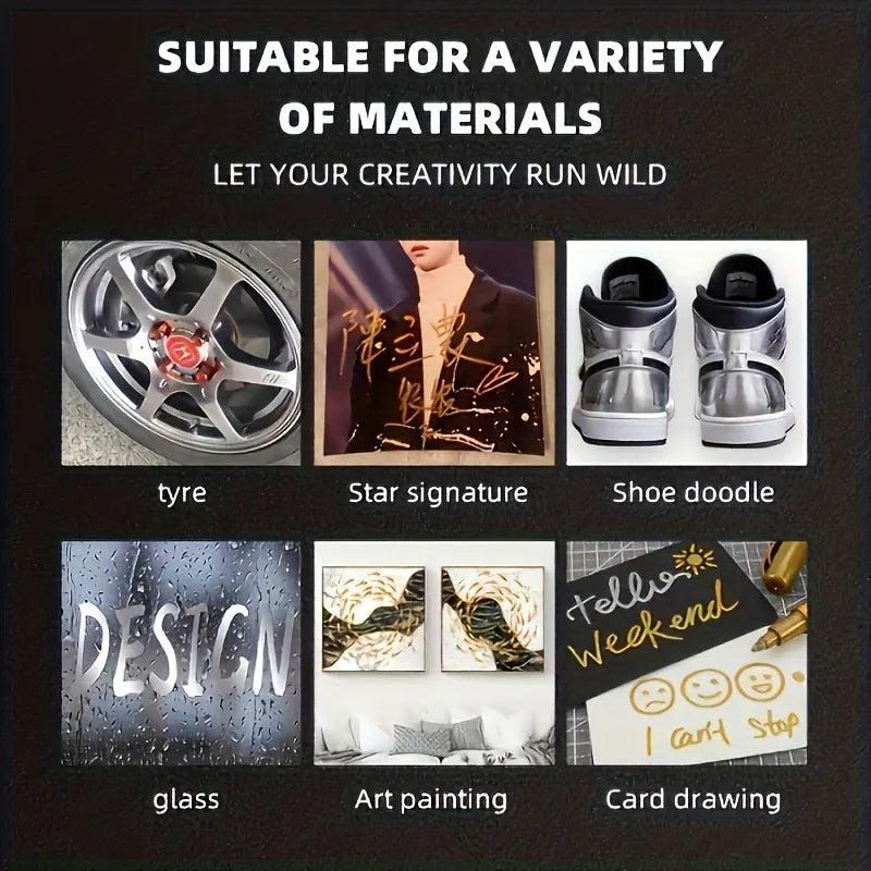 1/2Pcs Golden and Silvery Permanent Markers, for Painting, Stone Craft Gel Pen Art Products, Suitable for Glass,Ceramic.