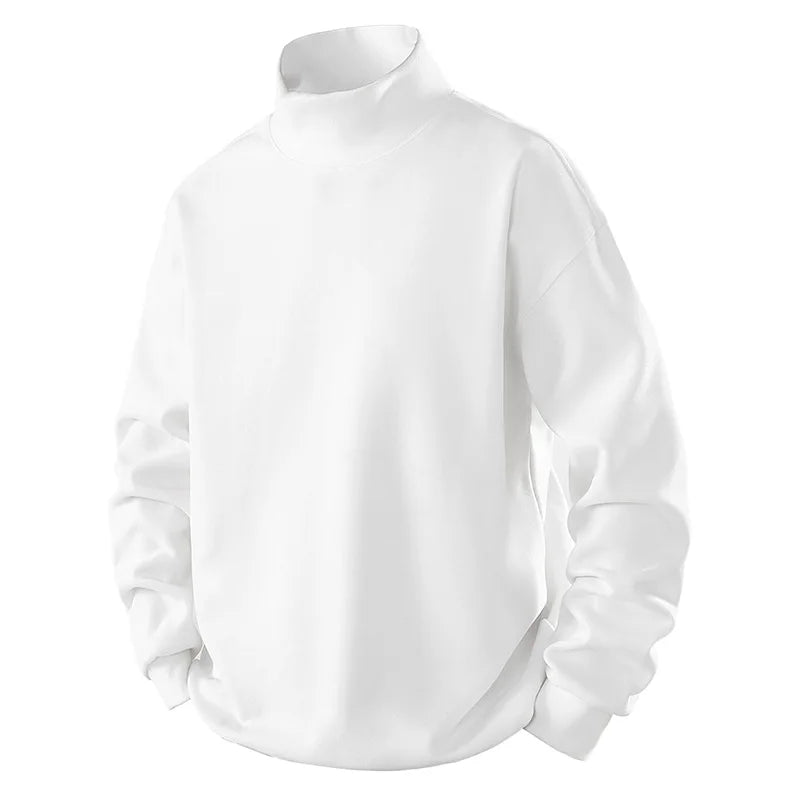 Men's Thermal Fleece High Neck Sweatshirt Self-Heating De Rong Base Layer Warm Long Sleeve T-Shirt Solid Color