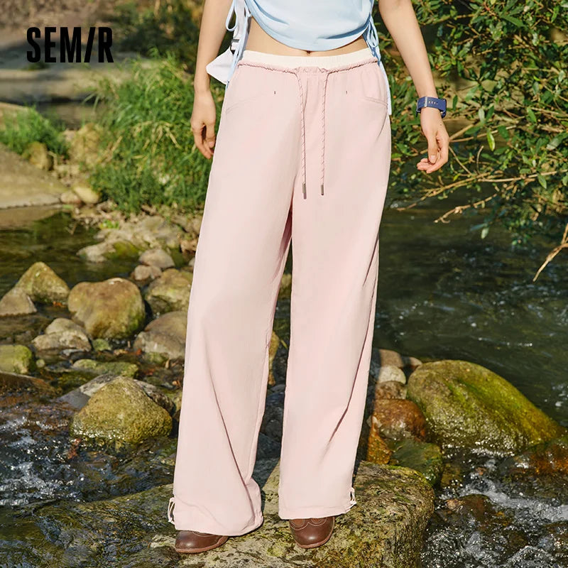 Semir Women Pants Color 2026 Block Drawstring UV Protection Quick Dry Wide Leg Urban Casual Everyday Style Soft Comfortable
