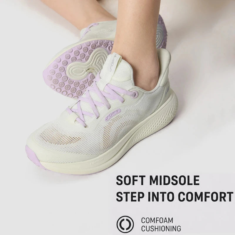 ស្បែកជើង Li-Ning សម្រាប់នារី SOFT GO 3 V2 របៀបរស់នៅ COMFOAM មានខ្យល់ចេញចូលបានល្អ ឆ្លុះបញ្ចាំងពន្លឺ ទាន់សម័យ ស្បែកជើងធម្មតា AGLW028