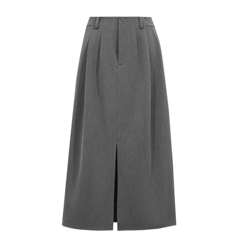 Amii Women Straight Long Skirt Front Slit Loose Fit Slimming Minimalist Commuter Versatile Winter 2026 Skirts for Women 12624016