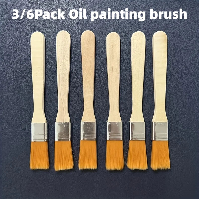 3/6pack Short Handle Paint Brush Set Oil painting brushes,for Canvas Acrylic Oil Watercolor Artist Hobby. Painting Supplies.