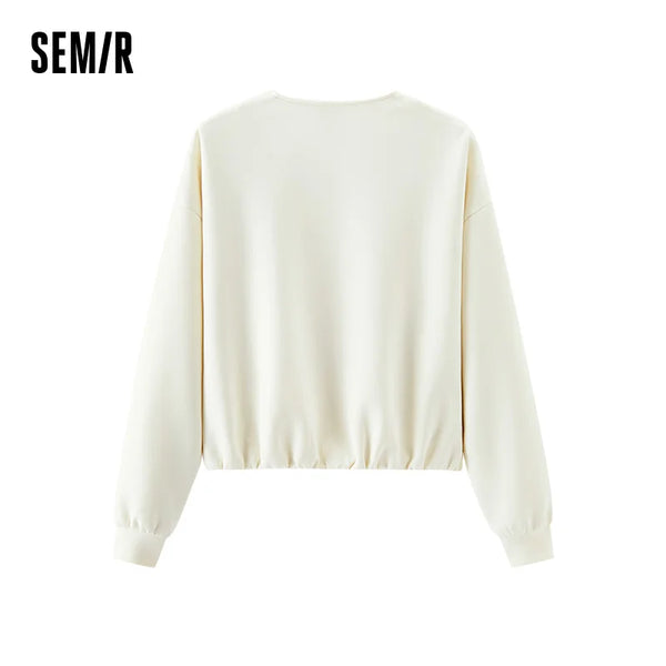 អាវក្រៅស្ត្រី Semir កមូលរាងមូល រលុង ស្មាធ្លាក់ ទន់ ធម្មតា ស្ទីលសម្លៀកបំពាក់ខាងក្រៅរដូវស្លឹកឈើជ្រុះ ពាក់ប្រចាំថ្ងៃ 2026