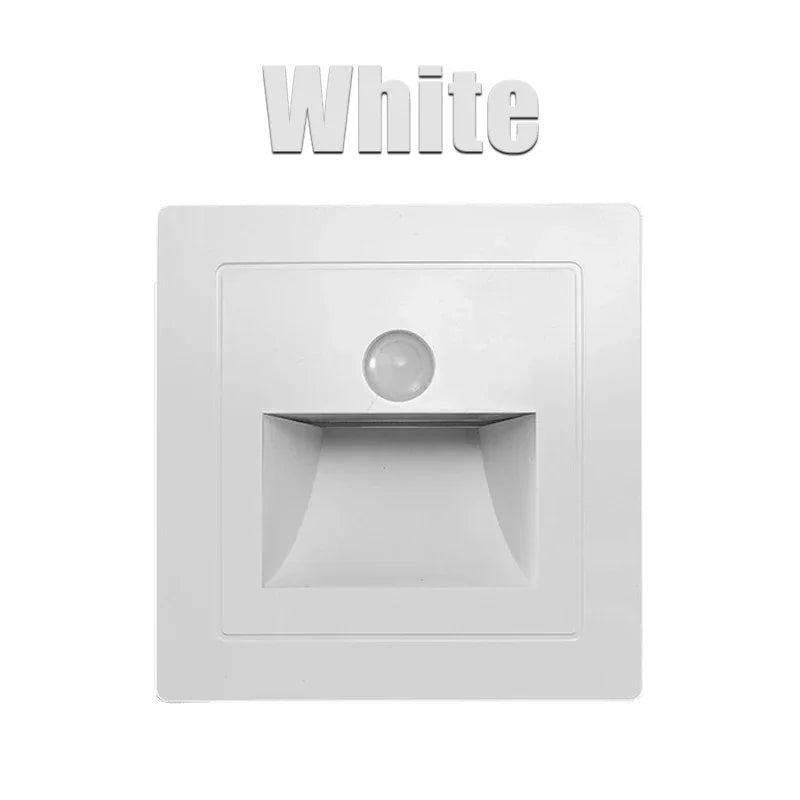 Infrared Human Sensor Stair Lights PIR Motion Sensor LED Night Light Recessed Wall Lamps Steps Hallway Staircase Bedroom