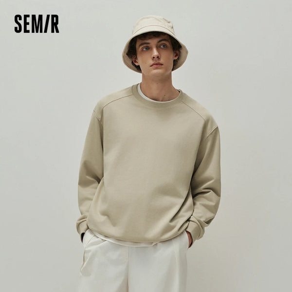 អាវយឺតបុរស Semir កមូល រលុងបន្តិច ស្ទីលធម្មតាសម្រាប់ពាក់ប្រចាំថ្ងៃ រដូវស្លឹកឈើជ្រុះ ឆ្នាំ២០២៦