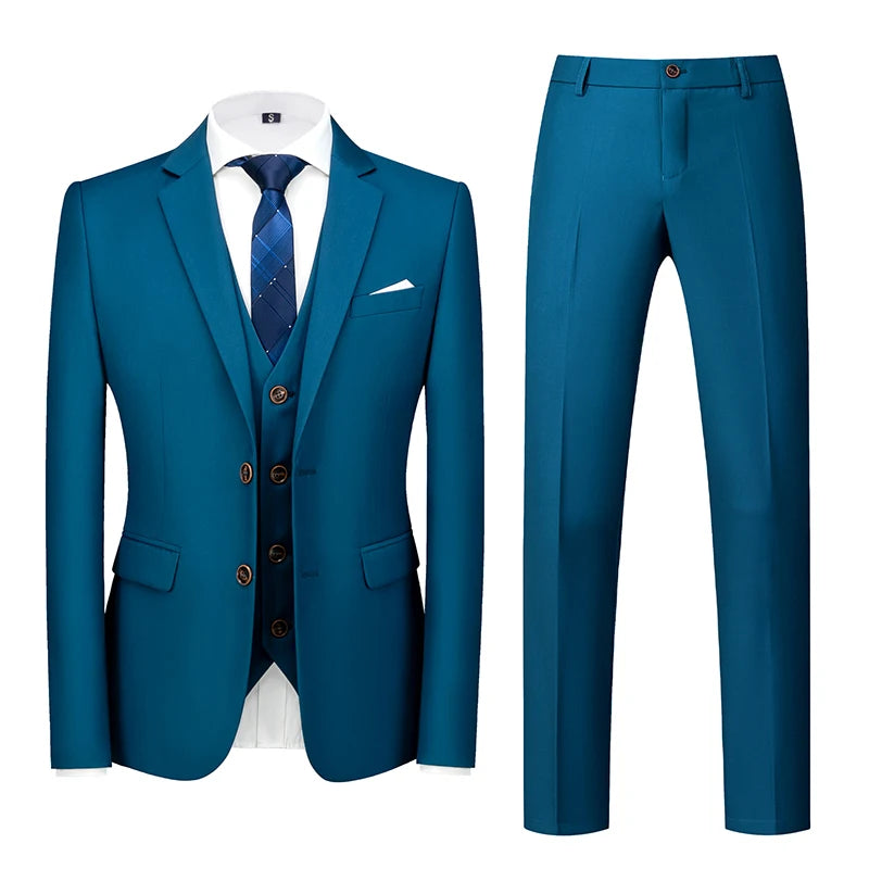 2026 Men's Grass Green Suit Three-Piece, Wedding,Party,Business,Interview Menswear,Red,Black,Blue,Purple,Yellow Asian Size Sets