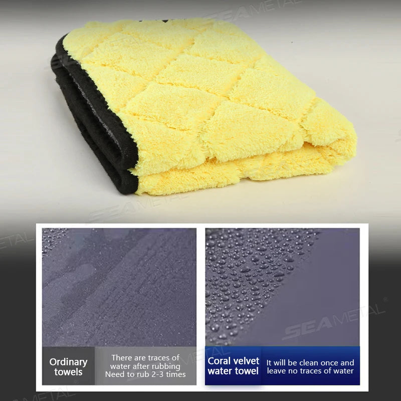SEAMETAL Microfiber Cleaning Towel 800GSM Ultra Soft Car Wash Towel Drying Cloth Strong Water Absorption for Car Accessories