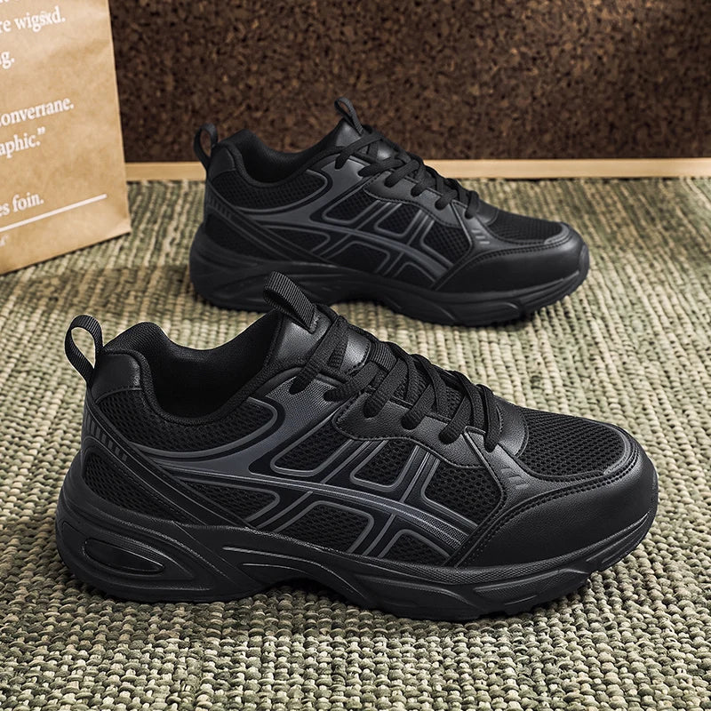 Men's Wide Foot Retro Chunky Sneakers Four Seasons Breathable Soft-sole Anti-slip Lightweight Casual Outdoor Running Sports Shoe