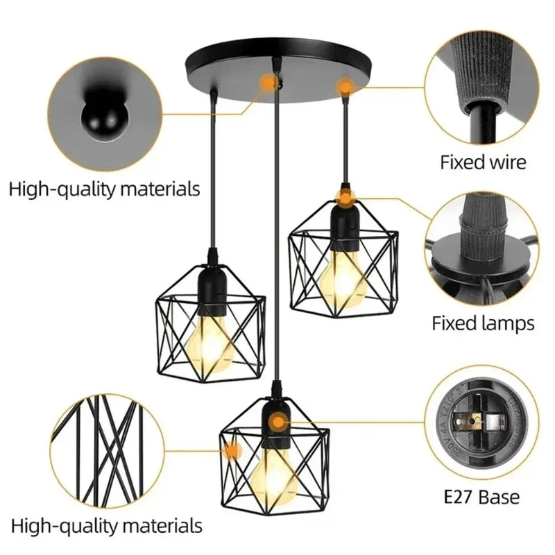1/2Pcs Industrial Pendant Light Led Modern Hanging Lamp for Ceiling Light Fixture Metal Lighting Home Room Decor Light Fixture