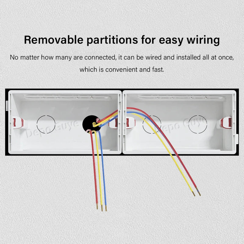 Wall-mounted internal mounting box, white wall wire bottom box, suitable for 146mm*86mm EU UK standard switches and sockets