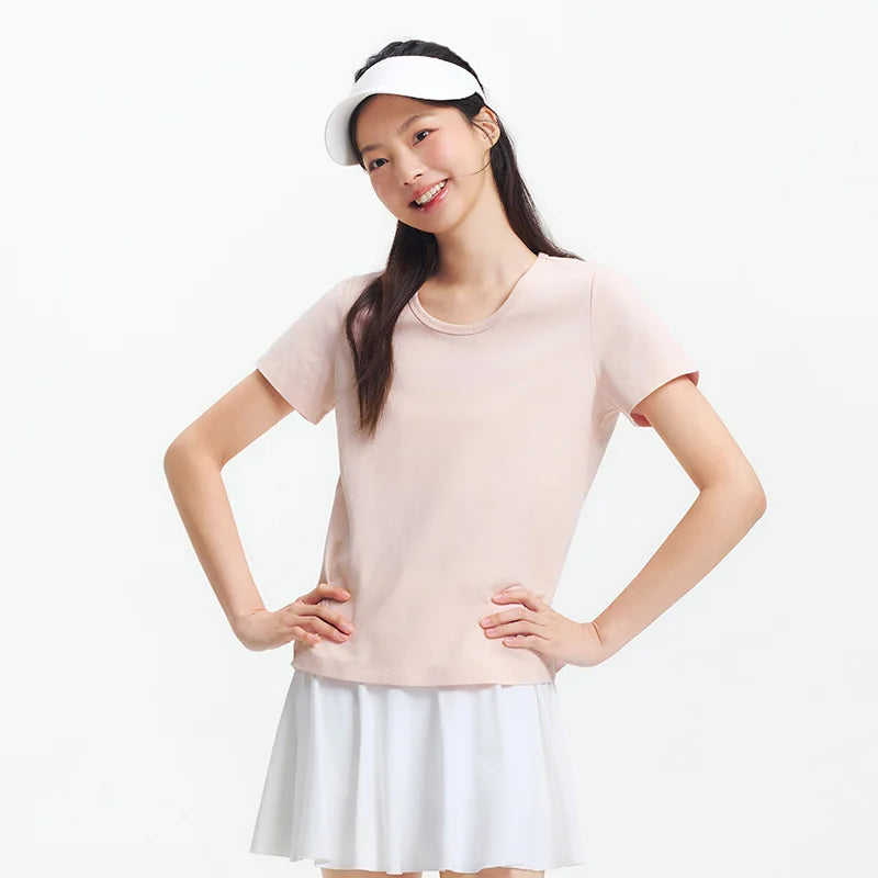 Semir Slim Fit Tshirt Women Summer Solid Color Basic Crew Neck White Cool Touch Casual Comfortable Fashion Slim Top