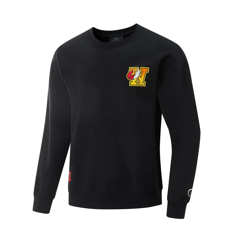 Li-Ning Men's Wade Sweatshirt Long Sleeve WARM AT Winter Fleece 74%Cotton 26%Polyester Loose Fit LiNing Sports Pullover AWDV889
