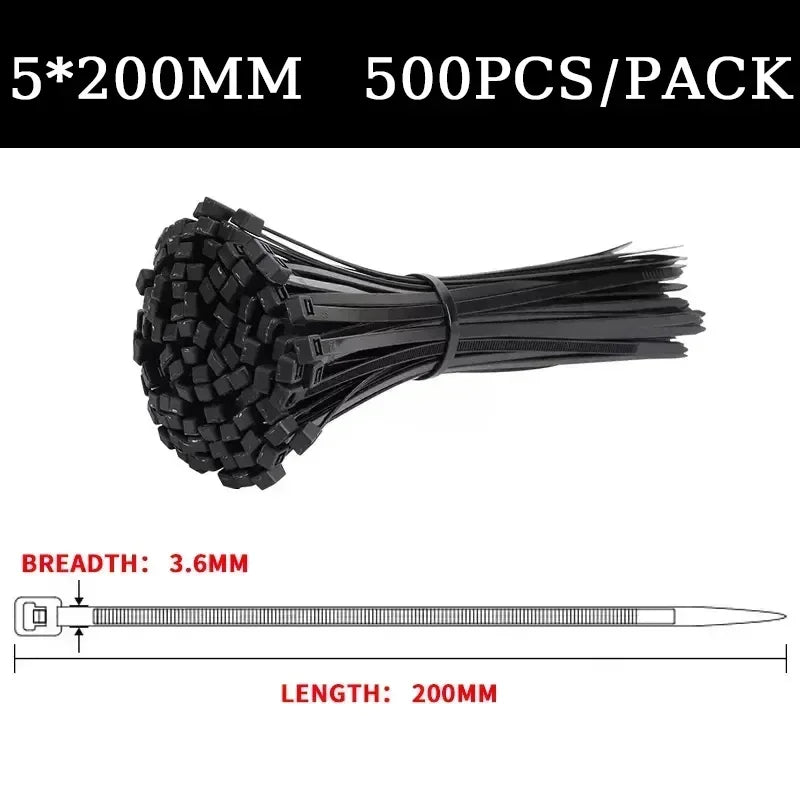 Self-locking Plastic Nylon Cable Tie 5200mm 5300mm Black Cable Fastening Ring 8*500mm Large Cable Zip Wrap Strap