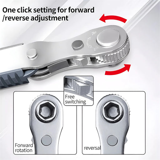 Mini Multifunctional Bidirectional Forward and Reverse Ratchet Screwdriver Elbow Flat Head Wrench Cross Screwdriver Slotted Tool