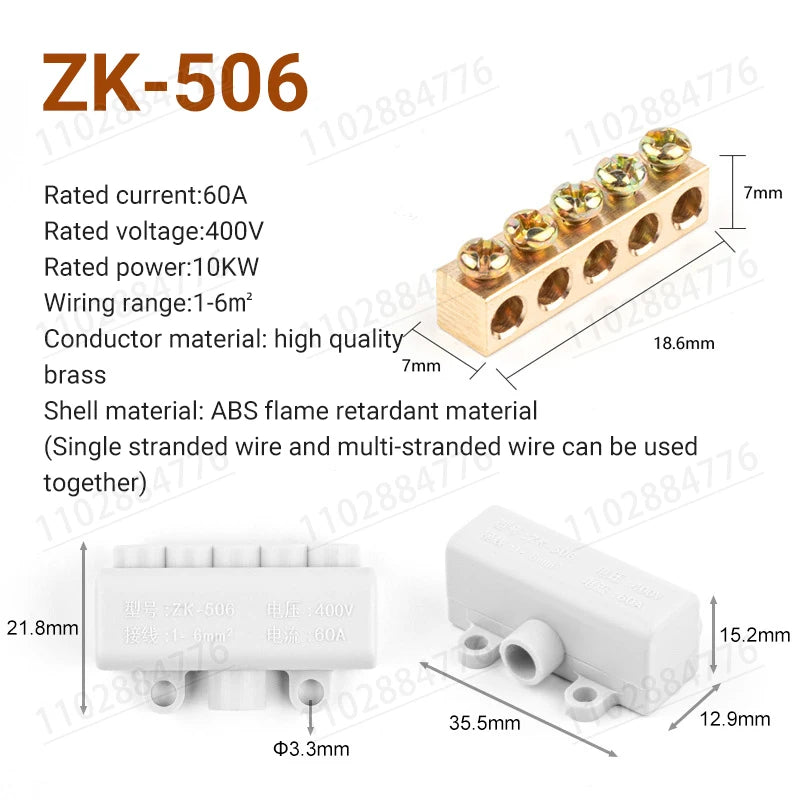 3PCS High Power Splitter Quick Wire Connector Terminal Block Electrical Cable Junction Box ZK-306 ZK-506 ZK-316 ZK516 Connectors