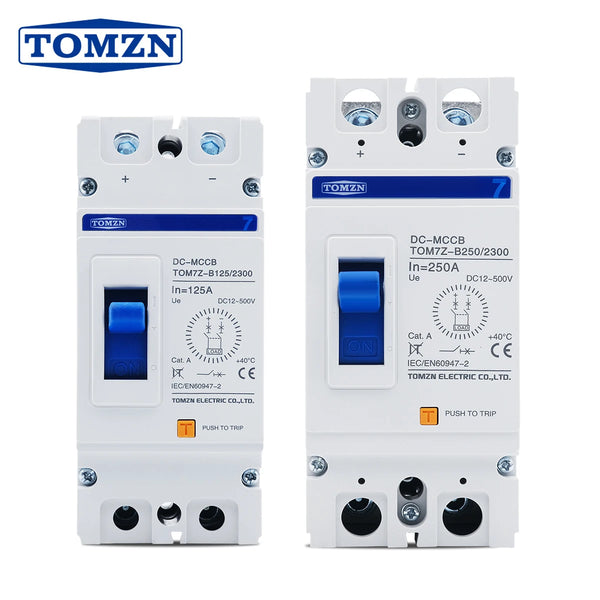 TOMZN 2P DC B Curve 500V DC Solar Molded Case Circuit Breaker MCCB Overload Protection Switch Protector Solar Photovoltaic PV