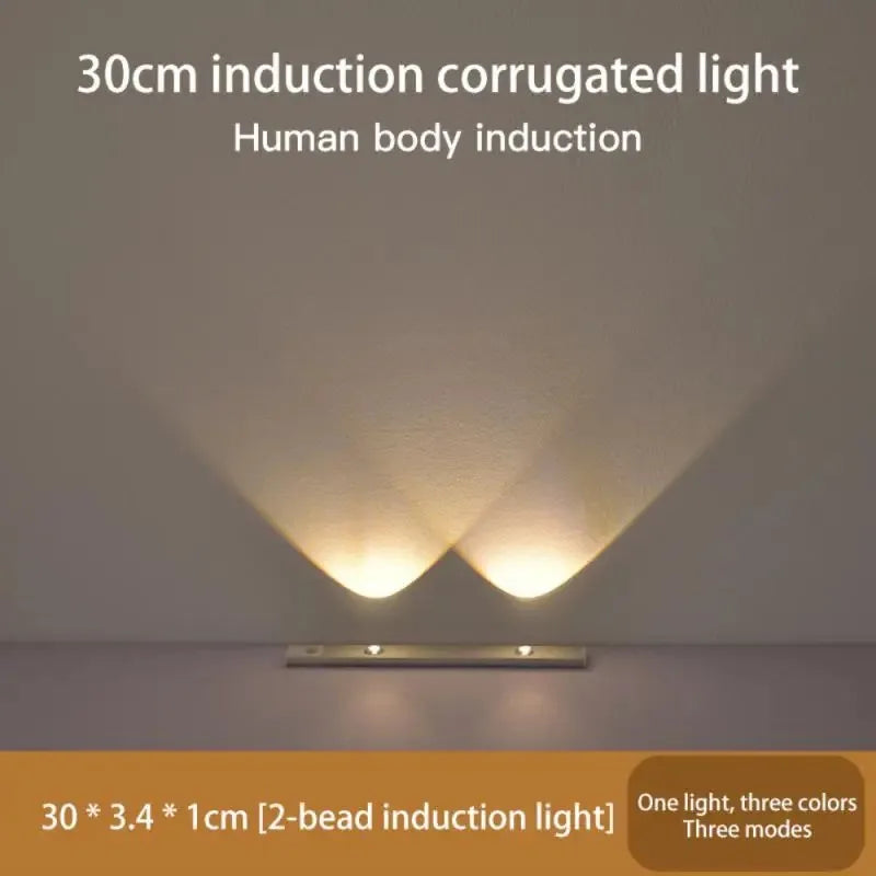 Motion Sensor Night Light LED Under Cabinet Lights Rechargeable Cat's Eye Ripple Atmosphere Lamp Room Indoor Lighting