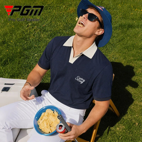 PGM Golf Men's Short Sleeve Polo Shirt Summer Breathable Collar Sports Top Clothing YF925