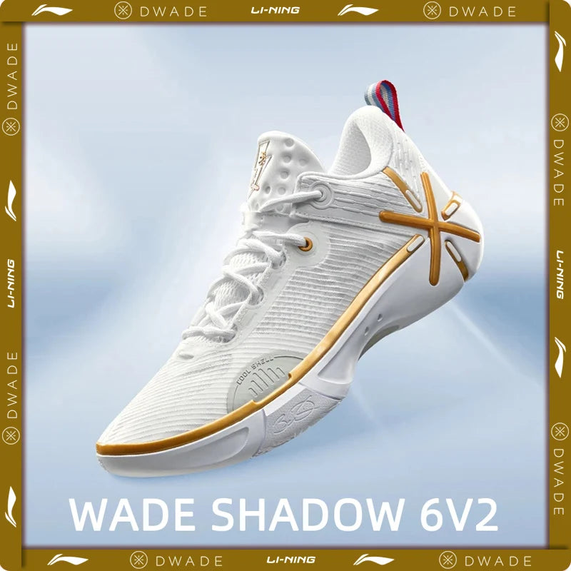 ស្បែកជើងបាល់បោះបុរស Li-Ning WADE SHADOW 6V2 នៅលើទីលាន BOOM Cushion ស្បែកជើងកីឡាដែលអាចពាក់បាន ស្បែកជើងប៉ាតា LiNing Stable Support Sneakers ABPV021