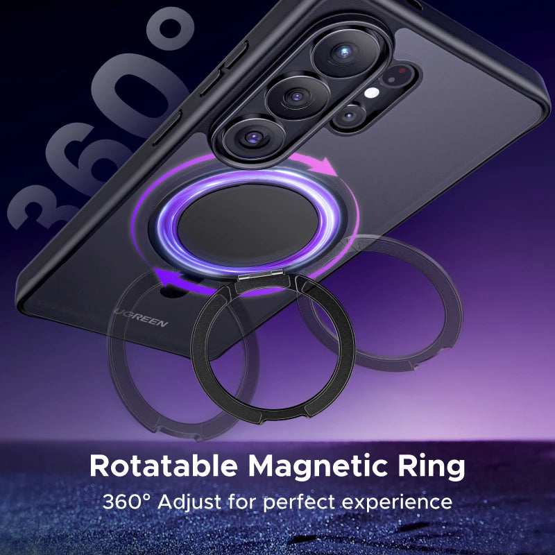 UGREEN For Samsung Galaxy S26 Ultra 360° Magnetic Ring Stand Case Black S26Ultra Macsafe Rotatable Kickstand Cover 2026