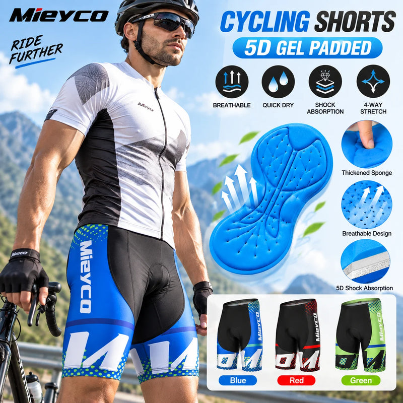 Men's Cycling Shorts 5D Gel Padded Quick Dry Breathable MTB Road Bike Riding Tights Coolmax Summer Bicycle Sportswear