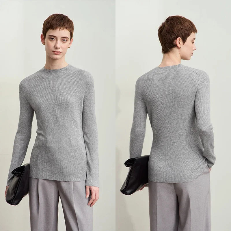 Amii Minimalism 2026 Autumn Sweaters For Women New Mock Neck Raglan Sleeve Slim Bottoming Sweater Basic Female Knitwear 12443227