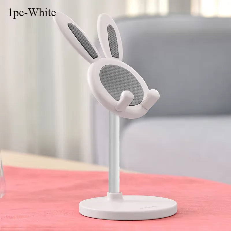 Cute Rabbit Phone Stand Desktop Adjustable Mobile Phone Holder Lift And Grip Desk Accessory