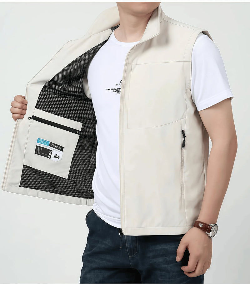 2026 Causal Hiking Fishing Vest Men Waterproof Windproof Sleeveless Running Jacket Motorcycle Outdoor  Biker Vest Men Clothing