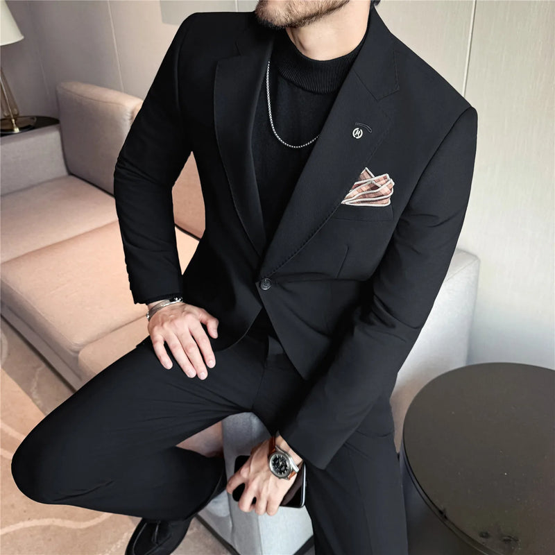 Non-Iron Two-Piece Suit ( Jacket + Pants ), Wrinkle-Resistant Formal Wear, Premium Woven Fabric Business Occasion Wedding