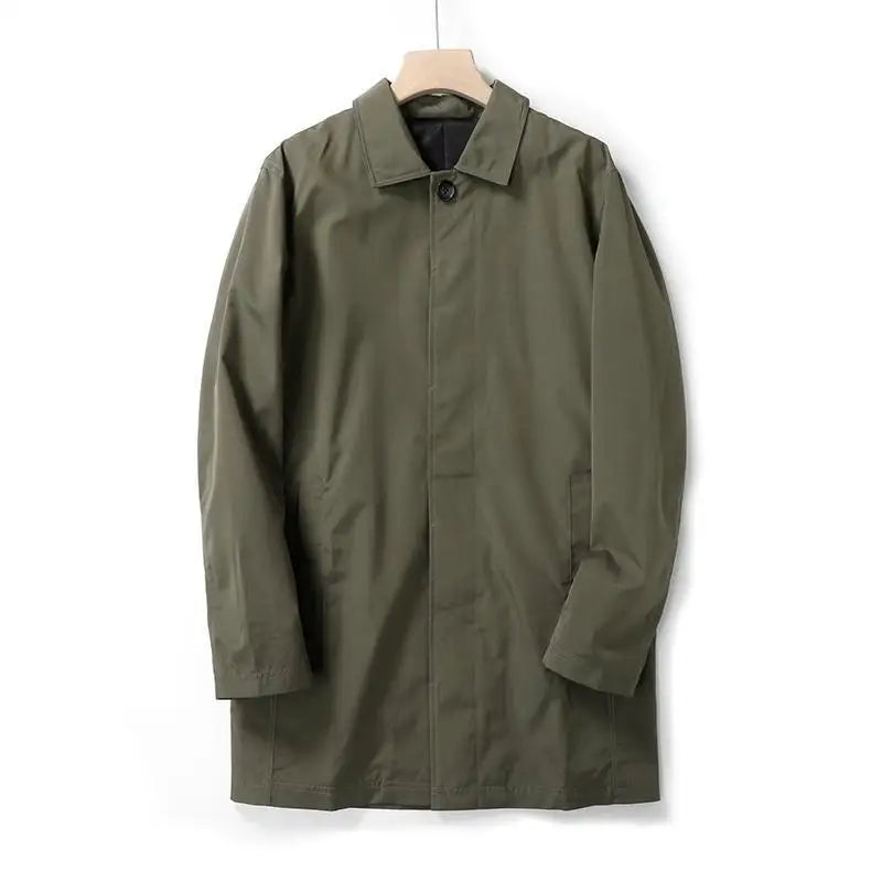 Men Mid - Length Trench Coat - Outdoor & Casual Business Style Water - Resistant Perfect  Autumn/Spring Business Men's Clothing