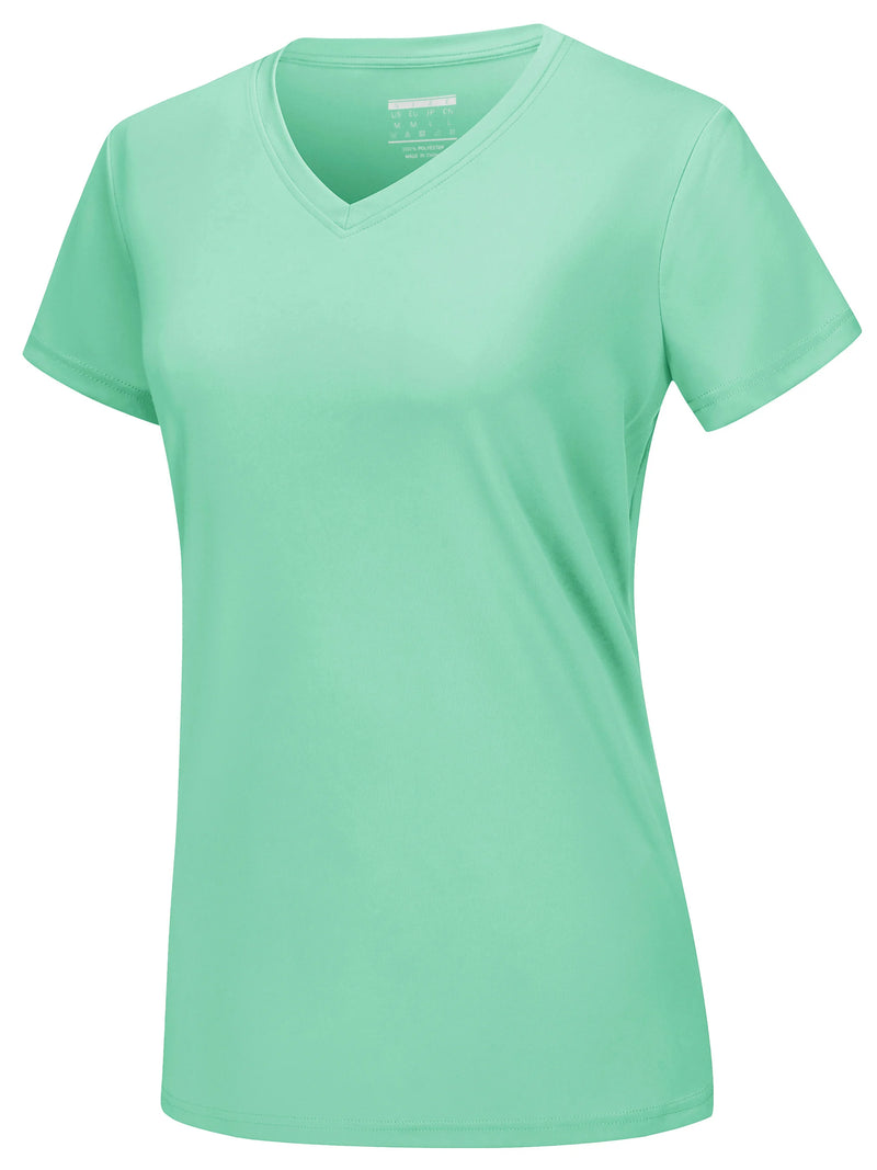 TACVASEN UPF 50+ Summer Sun Protection V-Neck T-shirts Womens Short Sleeve T-shirts Breathable Lightweight Quick Dry Shirts Tops