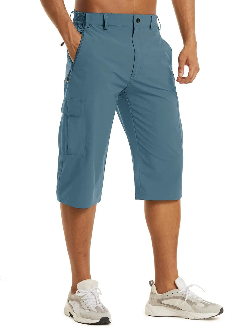 TACVASEN Mens Cargo Below Knee Length 3/4 Long Shorts Summer Breathable Outdoor Capri Pants Twill Work Pants With Multi Pocket