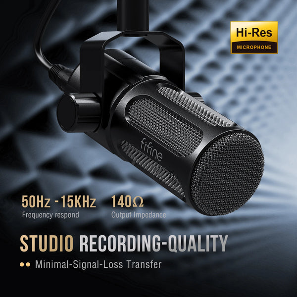 មីក្រូហ្វូនឌីណាមិក FIFINE XLR សម្រាប់ថតសំឡេង មីក្រូហ្វូនផតខាសធ្វើពីដែកទាំងអស់សម្រាប់ស្ទ្រីម ឆបគ្នាជាមួយឧបករណ៍លាយ/ចំណុចប្រទាក់អូឌីយ៉ូ-TANK1