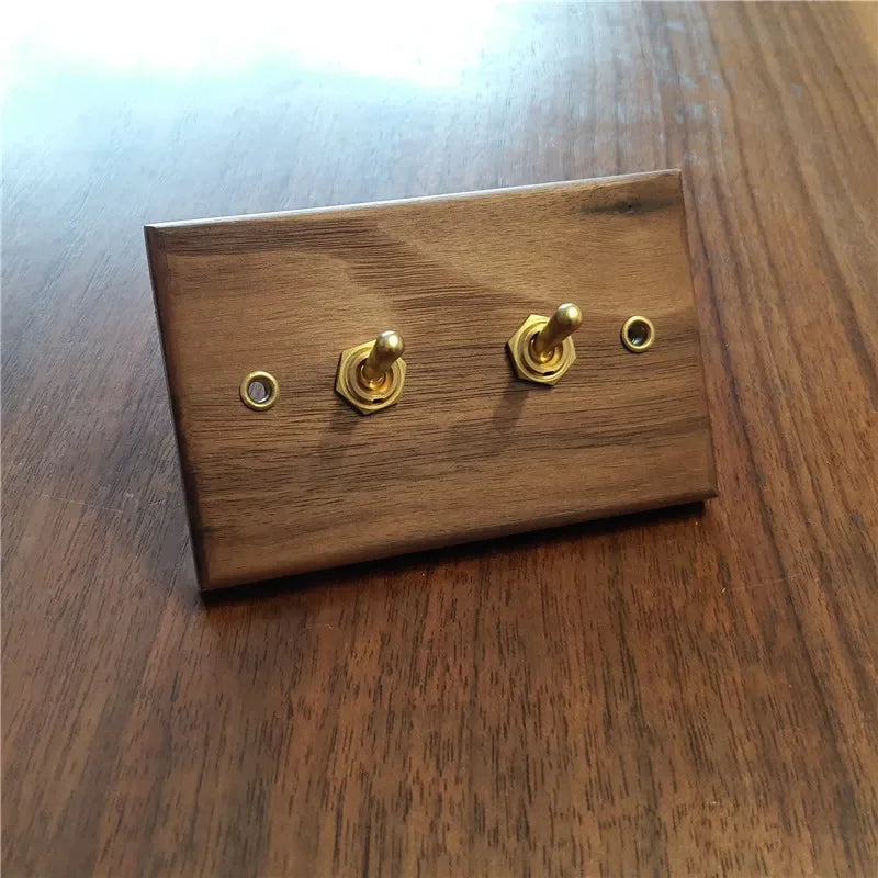Pure solid wood antique American wall socket switch panel, Brazil Taiwan Thai Japan b&B vintage 15A wall light switch 118mm*75mm
