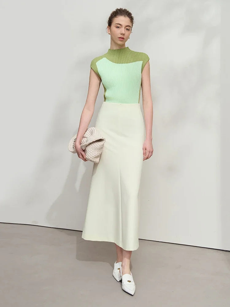 AMII Minimalist Skirt Mermaid For Women 2026 Summer New Elegant Office Lady Solid Mid Length Slim Thin Elastic Skirts 12521065