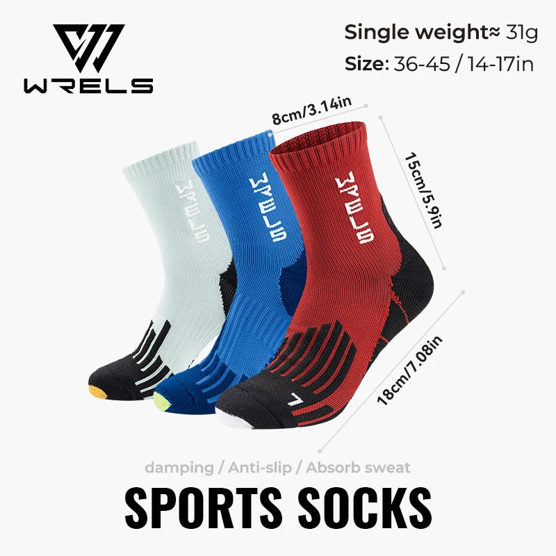 WRELS Sports Socks Arch Support 3D Anti Slip Quick Dry Breathable Cushioned Soccer Gym Training Outdoor Athletic Socks Men Women