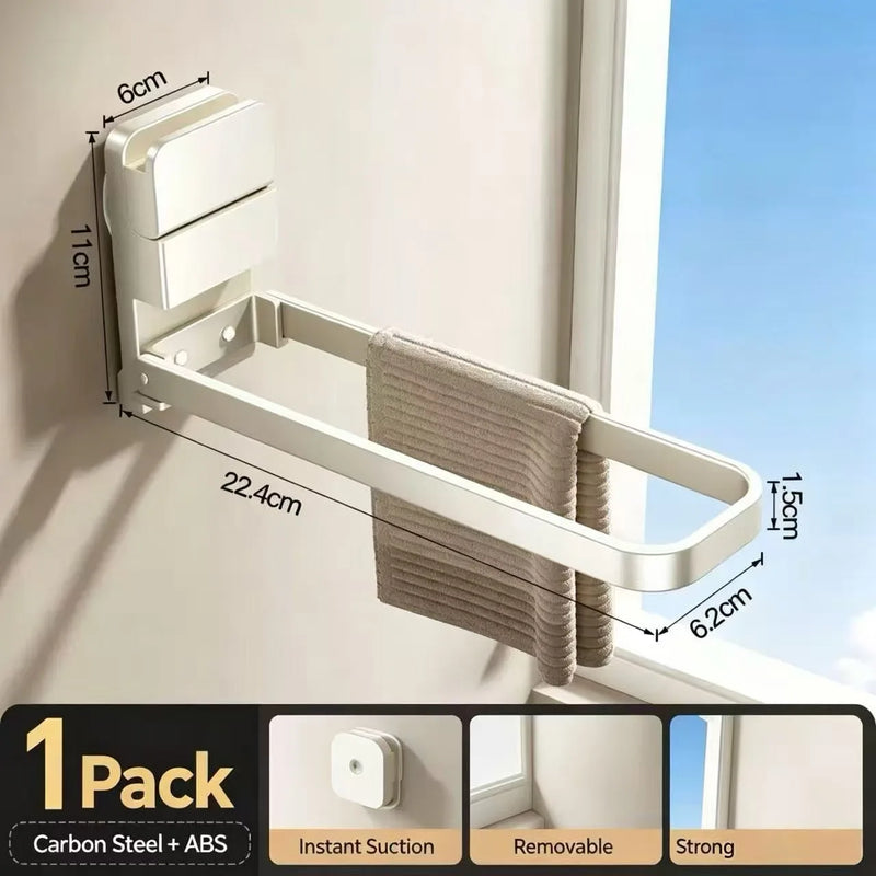 Bathroom Suction Cup Type Foldable Towel Rack Storage Rack Without Punching Holes, Bathroom Wall Hanging Pole, Hand Towel Rack
