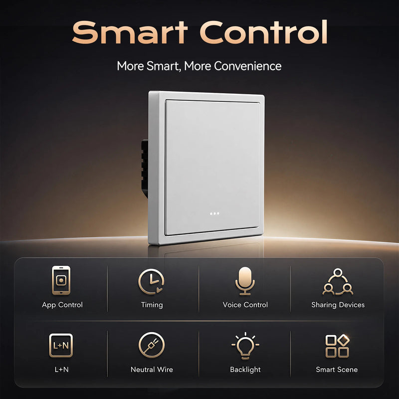 BSEED E Series WIFI Button Light Switch 1/2/3/4Gang 2Way Smart Click Button Switch Plastic Frame Tuya Smart Life Alexa Control